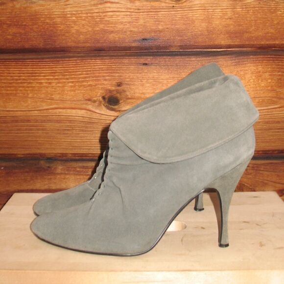 Gray Suede Ankle Booties - Picture 2 of 7